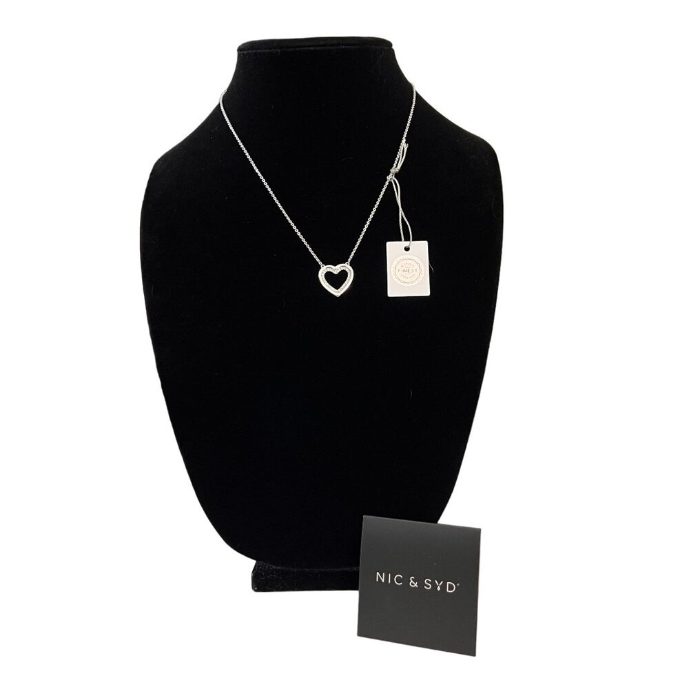 NIB Nic & Syd Graceful Heart Necklace Rhodium Plated Brass Crystals Gift… - Picture 2 of 10